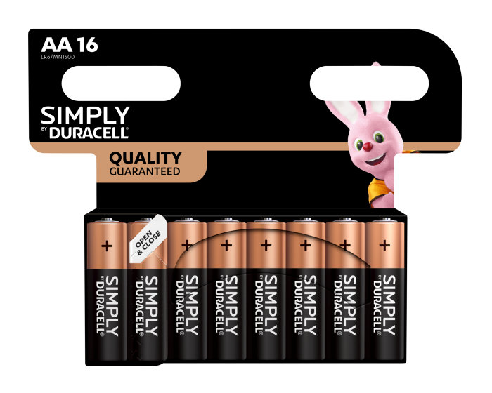 Duracell Simply AA alkaline batterier 16-pk.